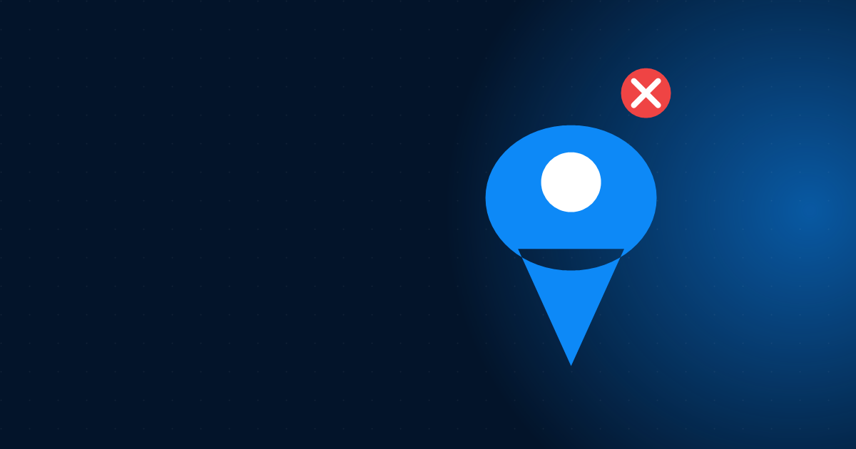 Ícone de pin de localização com alerta representando perfil do Google Meu Negócio suspenso